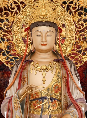 东来紫铜西方三圣像摆件阿弥陀像观音大势至满工彩绘家居京铜摆件