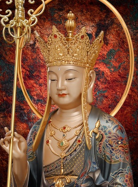 娑婆三圣释迦摩尼地藏王菩萨观音铜像佛祖如来观世音佛像东来紫