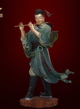 东来紫黄铜八仙过海佛像吕洞宾神像曹国舅铁拐李保平安摆件