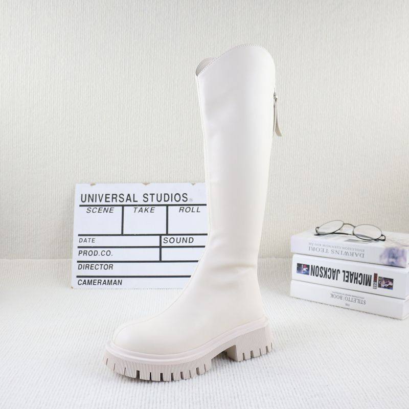 22秋冬季新款撤柜粗跟厚底加绒V口后拉链欧美气质时尚女骑士靴,淘宝优惠券,粉丝福利购,淘宝优惠卷