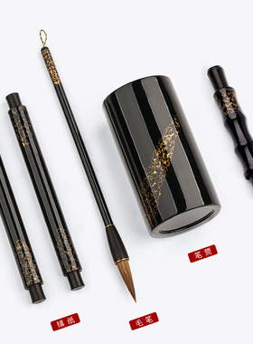 新中式红木笔筒 镇纸毛笔笔架高档精品套装L 办公桌工艺品实木摆