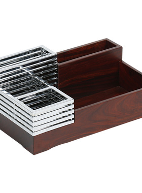 办公室桌面创意木质遥控器收纳盒