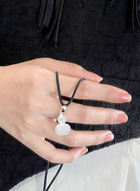 S999纯银镂空葫芦吊坠情侣配饰