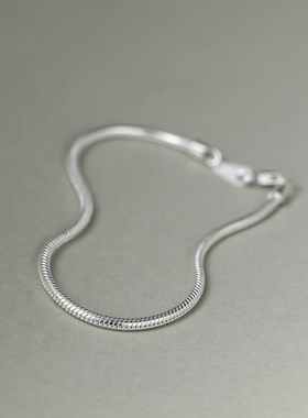 纹砖百搭款简约男女S925纯银手链