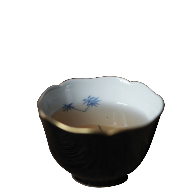 【赋山堂官方】黛墨竹鹤葵口杯手绘主人杯单杯景德镇陶瓷品茗杯大,淘宝优惠券,粉丝福利购,淘宝优惠卷