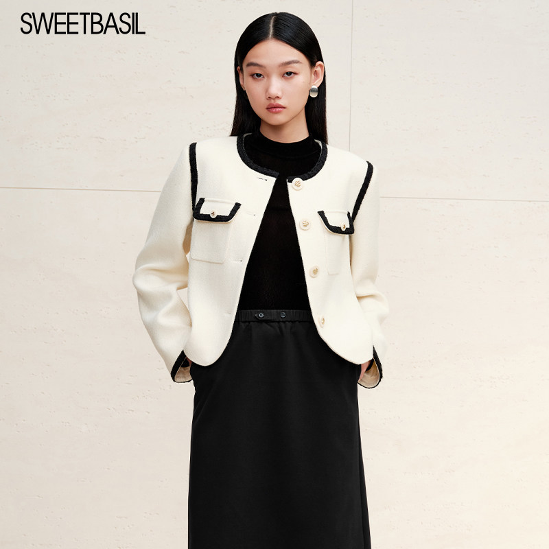 Sweet Basil/紫淑长袖丝绒打底衫女2024秋季新款内搭半高领上衣 - 图1