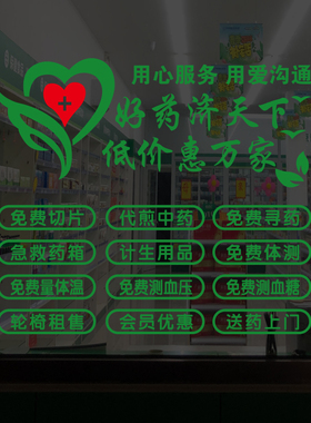 药店药房诊所玻璃门橱窗贴纸