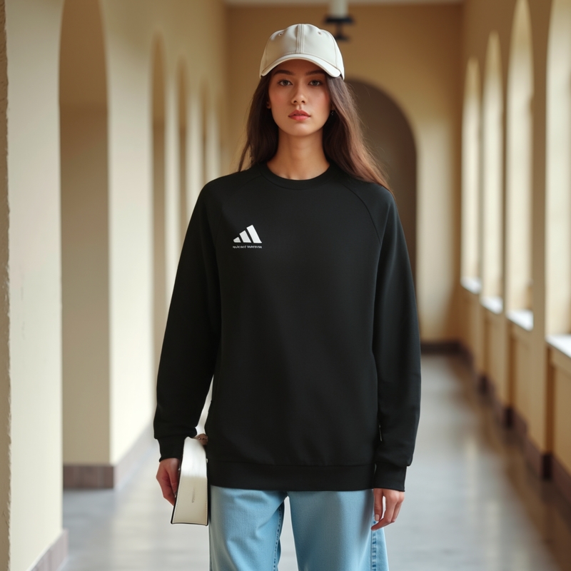 Adidas阿迪达斯胸前小LOGO男女情侣休闲长袖打底衫运动套头衫卫衣