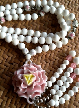 天然贝壳花卉毛衣链特价