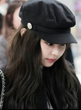 贝雷帽子jennie同款圆脸韩版春夏