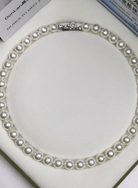 天然澳贝珍珠项链925银扣百搭款