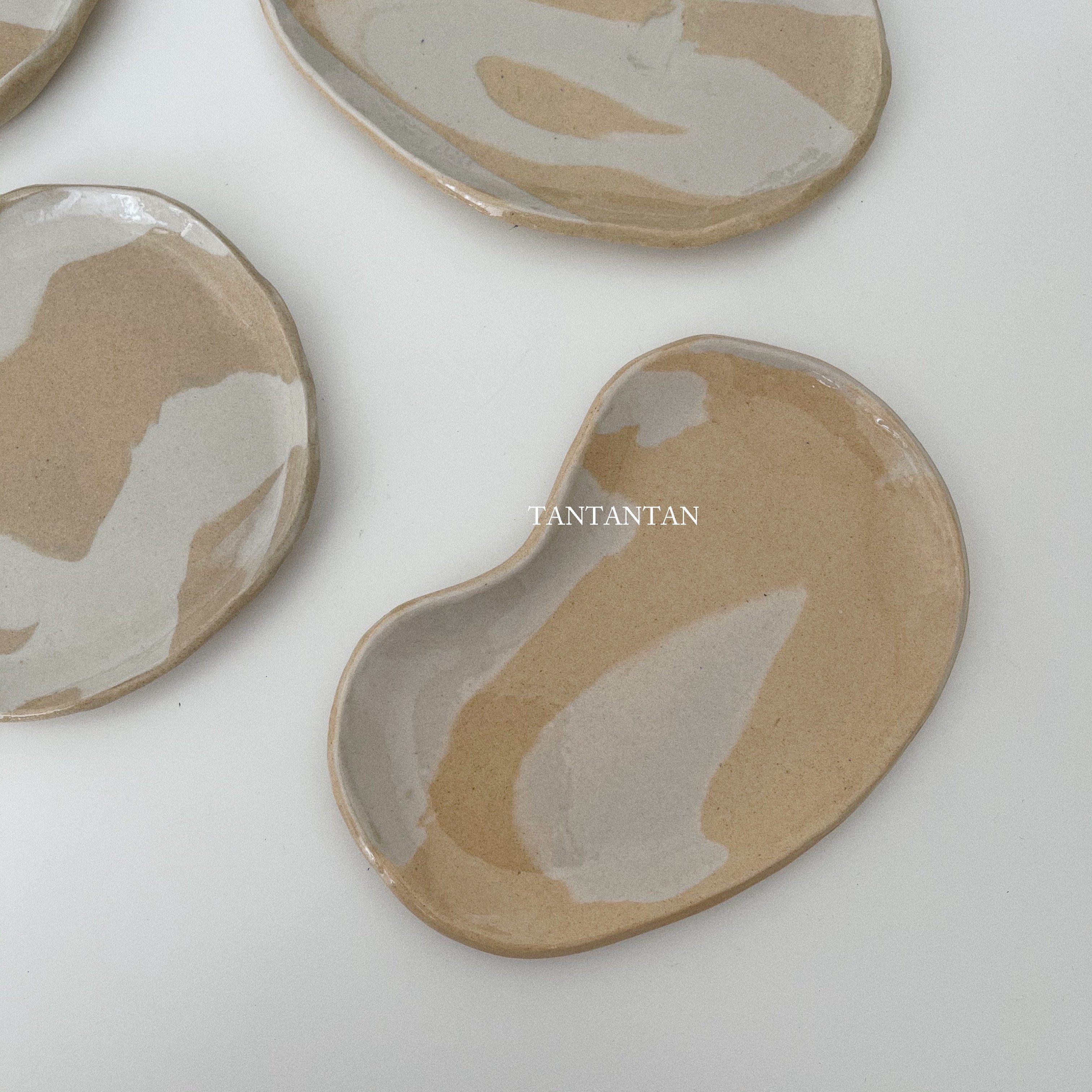 TAN!粗陶纯手工香薰托盘陶瓷饰品收纳小盘子复古ins桌面摆件装饰,淘宝优惠券,粉丝福利购,淘宝优惠卷