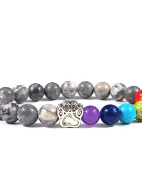 亚马逊欧美热卖虎眼七彩天然石手串狗爪手链男女通用能量手环