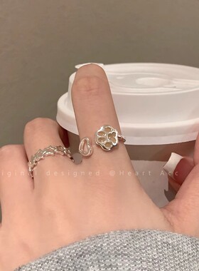 日韩猫爪星星开口戒指女可爱小众设计感可调节食指戒时尚简约指环