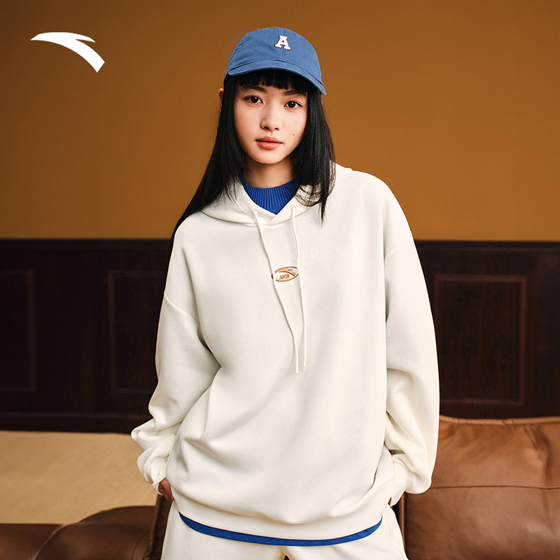 安踏卫衣男女同款2025冬季新款保暖防风宽松运动上衣连帽套头衫男,淘宝优惠券,粉丝福利购,淘宝优惠卷