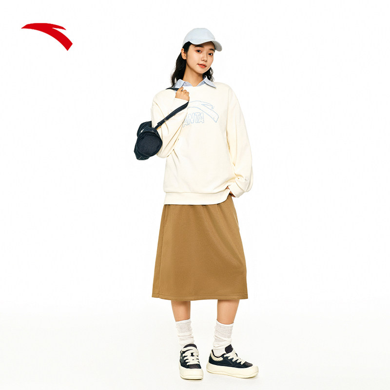 安踏休闲卫衣女新款加绒保暖宽松圆领套头衫字母印花运动上衣,淘宝优惠券,粉丝福利购,淘宝优惠卷