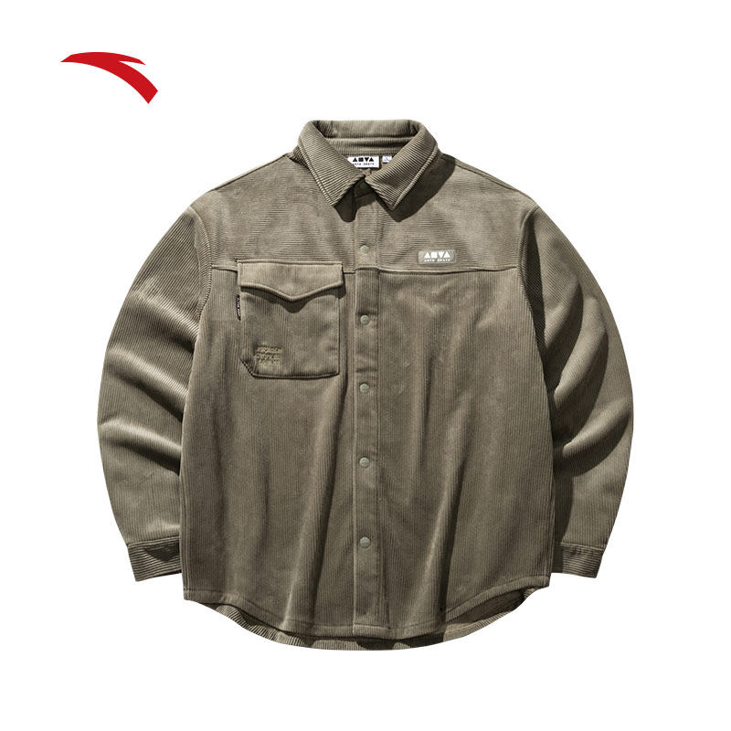 安踏美式复古长袖灯芯绒衬衫男女同款加绒宽松休闲外套172448102,淘宝优惠券,粉丝福利购,淘宝优惠卷