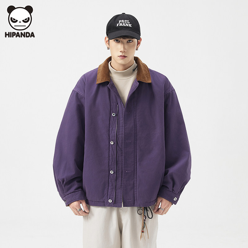 Hi Panda日系撞色翻领工装棉服男生冬季新款宽松百搭美式保暖外套,淘宝优惠券,粉丝福利购,淘宝优惠卷