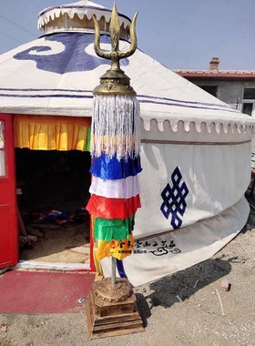 战旗蒙古包民族苏力德落地摆件