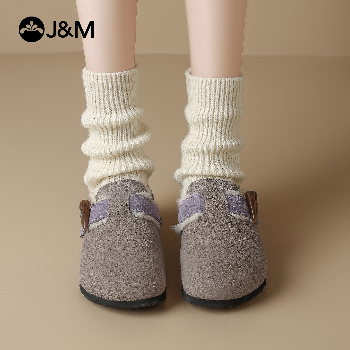 快乐玛丽勃肯鞋女2025冬季新款厚底一脚蹬全包加绒毛毛棉鞋雪地靴,淘宝优惠券,粉丝福利购,淘宝优惠卷