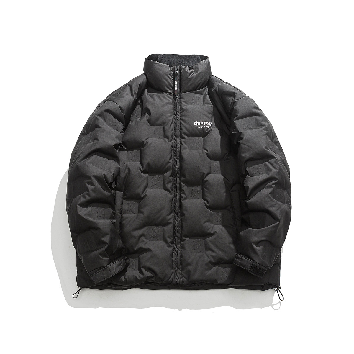 小彬国潮菱形格轻薄百搭羽绒服男女冬季宽松保暖90白鸭绒连帽外套 - 图3