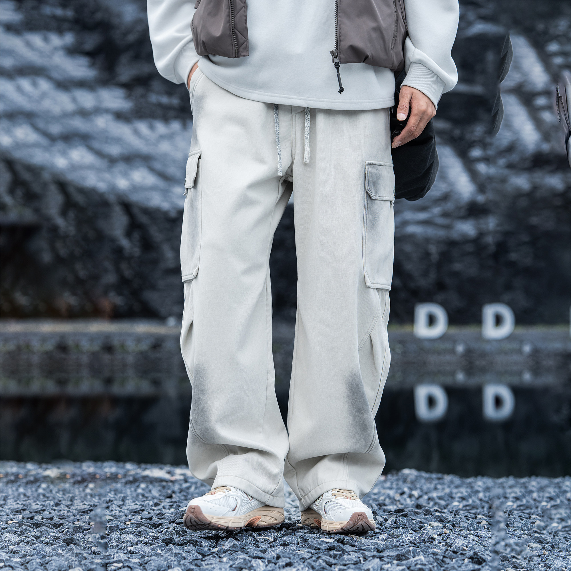 AOGZ美式复古纯棉弯刀加绒工装裤2025新款秋冬男款加厚保暖长裤潮,淘宝优惠券,粉丝福利购,淘宝优惠卷