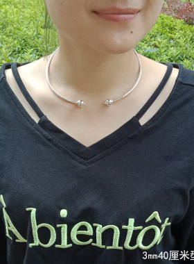 999纯银花骨朵时尚气质圆头项圈