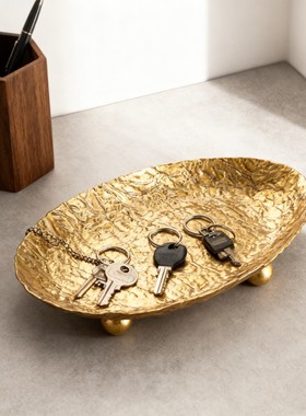 轻奢金属椭圆形茶几托盘