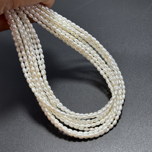 纯天然约3*4mm小米珍珠半成品散珠37cmDIY项链手链配珠光泽度好 - 图3