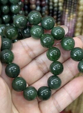 10-12mm天然石碧玉圆珠散珠半成品DIY项链手链配珠批发手串配珠