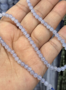 一级4mm蓝纹紫玛瑙圆珠散珠半成品DIY项链手链配珠饰品串珠
