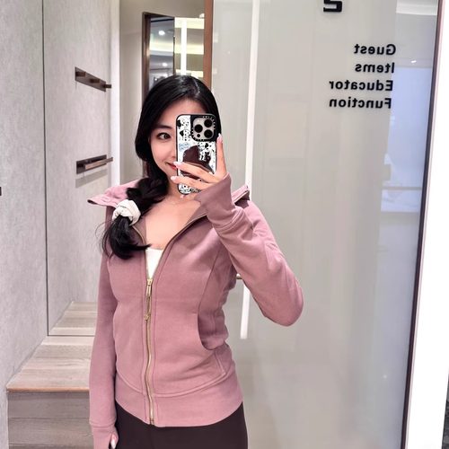 2025秋季新款全拉链卫衣外套休闲运动加绒瑜伽服lu家显瘦修身帽衫 - 图1