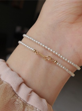 女baby珍珠手链进口14K包金