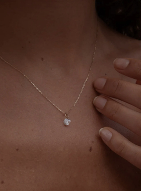 MINIBLOOM 单颗5mm裸锆石包金项链可水洗小众设计感轻奢项链女