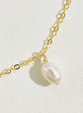 MINI BLOOM 定制 双米粒珍珠锁骨链美国进口14K包金