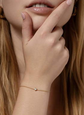 MINIBLOOM 几何锆石水滴方块圆爱心纯银抽拉手链气质通勤首饰