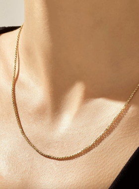 MINI BLOOM 简约圆蛇骨盒子手链/项链 素金裸链 美国14K包金叠戴