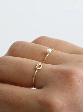 MINI BLOOM 天然淡水珍珠强光金戒指环3-4mm