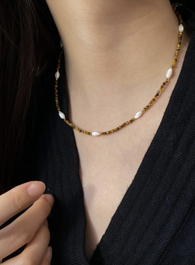 MINI BLOOM 美拉德色系 海贝母虎眼石串珠项链