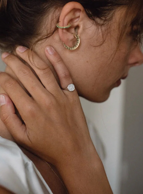 MiniBloom方形满镶锆石纯银尾戒