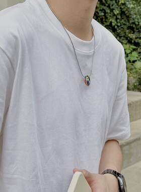 KORKEN男女中性彩虹双环蛇骨链