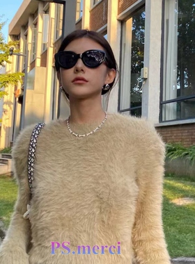 odara 显脸小大框墨镜女偏光黑超太阳眼镜女款超轻时髦感猫眼大脸