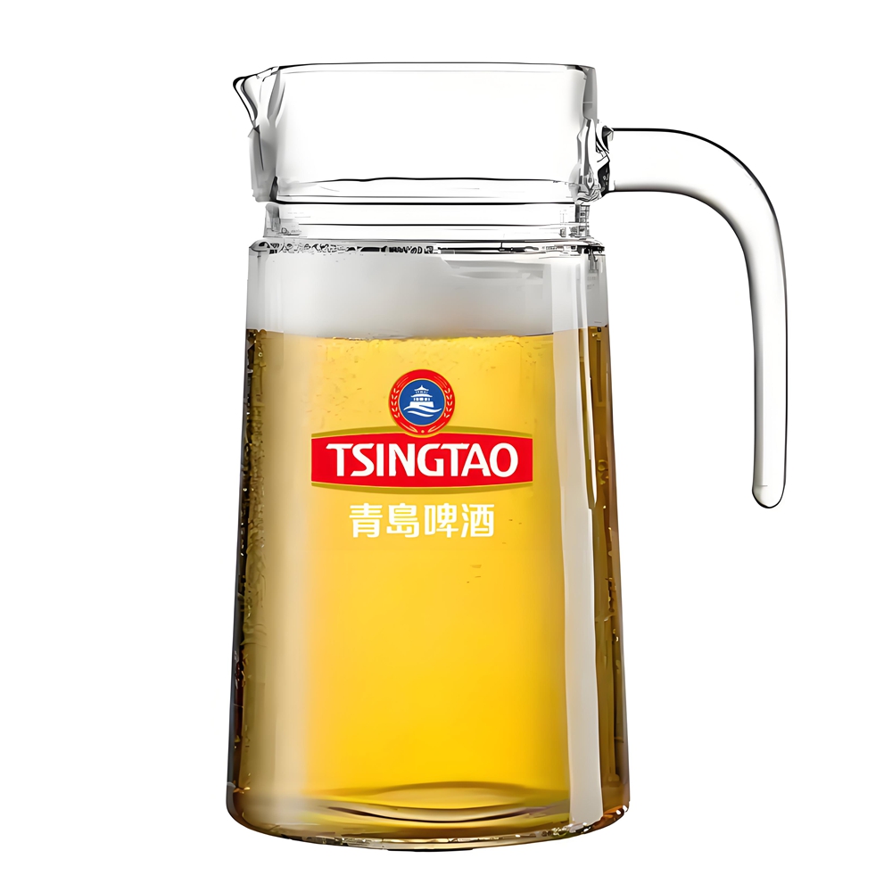 精酿啤酒杯1.5L青岛啤酒大扎壶1升玻璃扎啤杯3斤扎啤壶玻璃鸭嘴壶 - 图0
