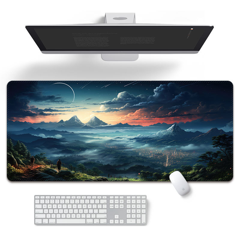 Scenery Aurora Clouds Sunset Sky Washable Office Mouse Pad Extra Large Game Computer Thickened Desk Pad
