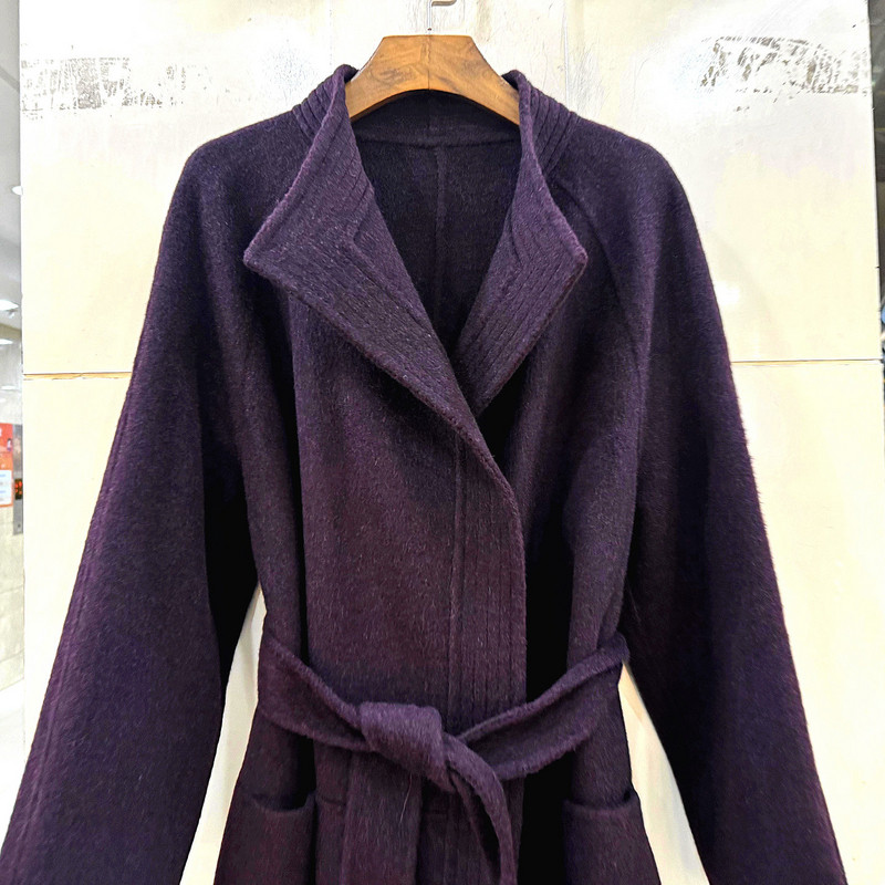 JM-556 时尚翻领系带收腰无扣洋气小个中长双面羊绒呢大衣欧货冬,淘宝优惠券,粉丝福利购,淘宝优惠卷