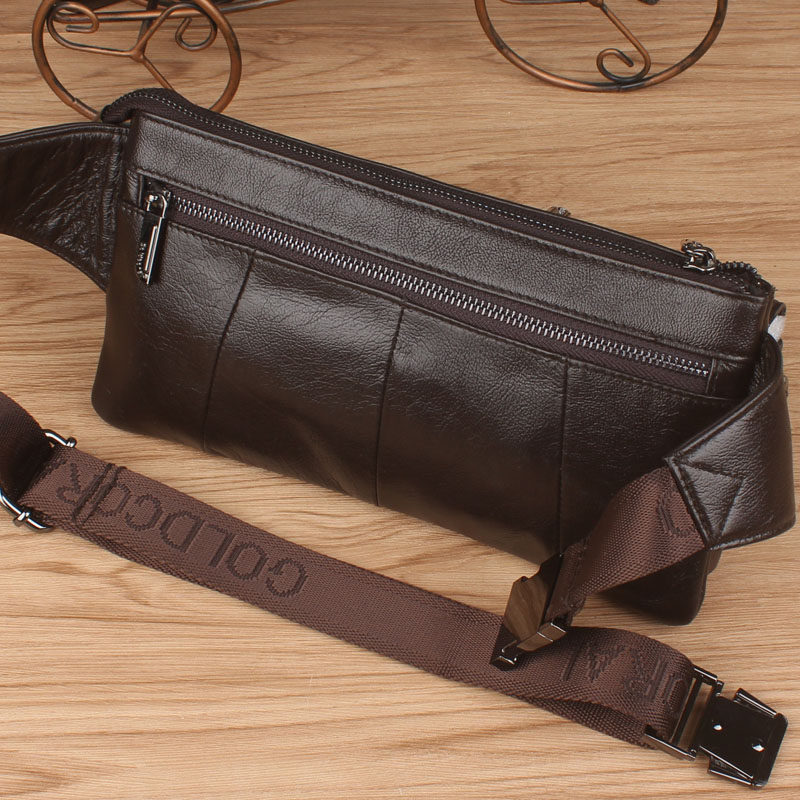 新真皮男休闲牛皮腰包 轻购运动户外男士包袋