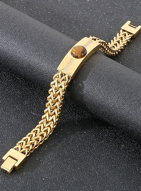 Mens bracelet gold color silver stylish punk rock rap hiphop