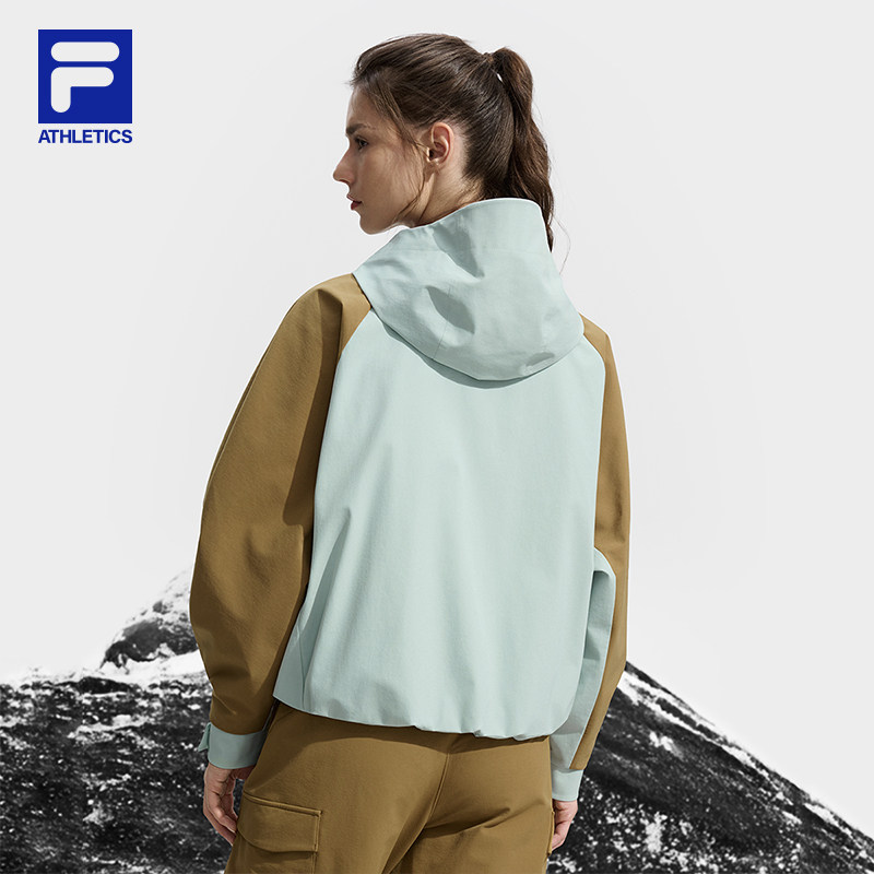 FILA 斐乐官方女士梭织外套2025冬新款户外运动宽松拼色连帽上衣,淘宝优惠券,粉丝福利购,淘宝优惠卷