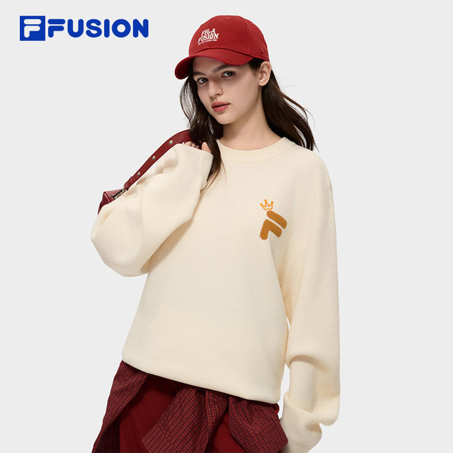 FILAFUSION Fila ເສື້ອກັນຫນາວຖັກແສ່ວຍີ່ຫໍ້ trendy