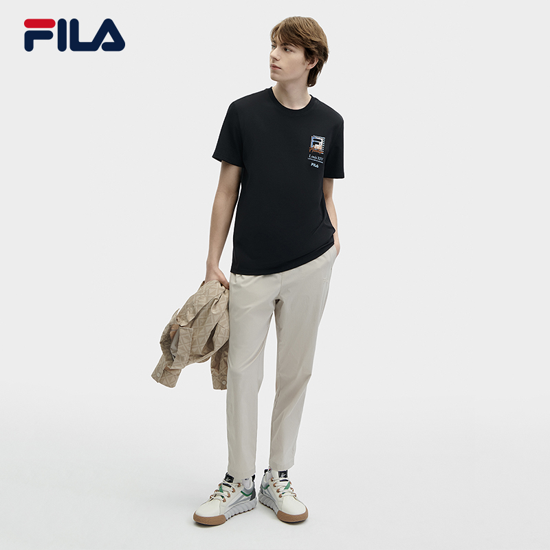 FILA 斐乐凡尔赛宫主题系列男子针织短袖衫2024夏新休闲速干T恤男 - 图2